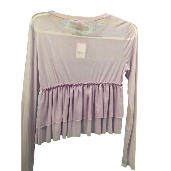 POLLY & ESTHER Women's Size L Lavender Sheer Long Sleeve Top NWT 💘 ☁️ 🌌 - Picture 2 of 6